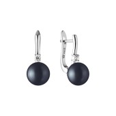 Cercei argint cu perle naturale negre si pietre cu tortite DiAmanti SK21215EL_B-G